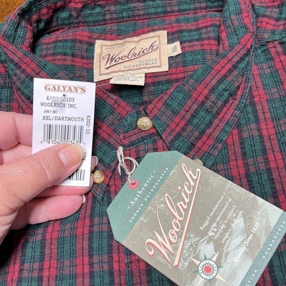 Woolrich short sleeve nwt holiday plaid size xxl outdoor rugged wear 💯 cotton - Picture 4 of 9